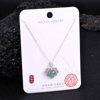 Metal Alloy Crystal Butterfly Necklace and Earring Set-S925 Sterling Silver + Jadeite NA-0147B 925 Silver