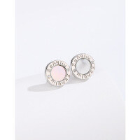 wholesale 925 Sterling Silver Roman Numeral Black Hoop Earrings for Women, Small and Trendy High-End Hip-Hop Style Earrings for Men-White Shell Earrings with Plastic Earplugs>925 Silver