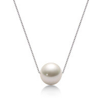 Metal Chain Freshwater Pearl Necklace with Hidden Pendant-Lulutong - K Platinum  925 Silver