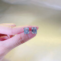 wholesale S925 Sterling Silver New 8*10mm High-Carbon Diamond White Diamond Rectangular Stud Earrings for Women, Fashionable European and American Style-0-3