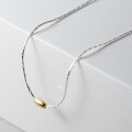 wholesale S925 Sterling Silver Minimalist Gold Bead Necklace Olive Collarbone Chain Layering Necklace for Women Y00708-0-2