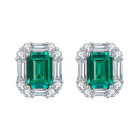 wholesale new lab-grown emerald synthetic Zambian emerald green 5*7mm small octagon earrings with metal material at the beginning  

（：）  

**Final version:**  
Metal new lab-grown emerald synthetic Zambian emerald green 5*7mm small octagon earrings  

（"metal"，，）-5*7mm>925 silver