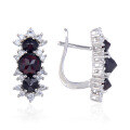 wholesale S925 Sterling Silver Floral Design Natural Topaz and Garnet Gemstone Ear Studs Women Cross-Border-0-4