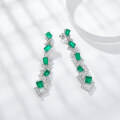wholesale Gold Plated 925 Silver Graff-Style Irregular Synthetic Emerald Stud Earrings for Women-0-2