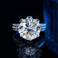 wholesale S925 Sterling Silver Cross-Border Moissanite Diamond Ring for Women 10 Carat High-End Large Carat Heavy Duty Ring Live Streaming Hot Seller-0-1