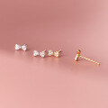wholesale S925 Sterling Silver Korean Version Minimalist Elegant Sweet Small Bow Earrings with Diamond Accents M01310-0-2