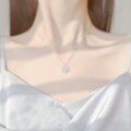 wholesale S925 Sterling Silver Cosmic Planet Moonstone Necklace for Women, Minimalist Blue Galaxy Luxury Style Surrounding Star Collarbone Chain-0-2