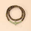 wholesale Double metal natural sinking agarwood and Hetian jade bracelet for women, double-layered stackable hand chain, Hetian jade stone, new Chinese-style niche sandalwood jade-0-5