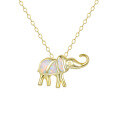 wholesale 925 Silver Japanese Whimsical Large Elephant Synthetic Opal Pendant White Opal Jewelry Necklace Pendant-0-4