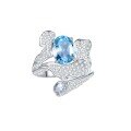 wholesale 18k Gold Plated Sterling Silver Natural Sky Blue Topaz 7x9mm Oval High-End Jewelry Closed Ring-0-4