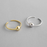 wholesale S925 Sterling Silver Geometric Bead Polished Minimalist Women's Ring, Korean Style Personality Ins-Platinum [No. 13/Adjustable] Opening adjustable