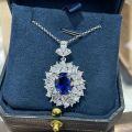 Metal, Lab-Grown Sapphire 2025 Fall/Winter Necklace and Earring Set-0-5