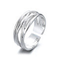 wholesale S925 Sterling Silver Irregular Multi-Layer Wrapped Line Open Ring Hip Hop Punk Ring for Women-0-4