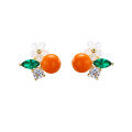 wholesale S925 silver and man-made orange shell earrings for women, Dunli Jewelry 21 spring new collection, fresh and versatile-0-4
