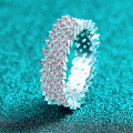 S925 Sterling Silver Full Moissanite Women's Ring, Luxurious and Chic Statement Stacking Band-0-0