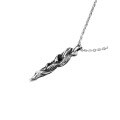 wholesale 925 Silver Retro Driftwood Necklace for Men, Personalized Hip-Hop Style Thai Silver Ins Withered Wood Pendant Long Layering Chain-0-4