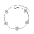 wholesale S925 Sterling Silver Lucky Four-Leaf Clover Bracelet for Women, Xiaohongshu Same-Style Micro-Pave Five-Flower Moissanite Chain, Trendy Fashion-0-4