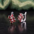 wholesale S925 Sterling Silver Set Sparkling Red Gemstone Earrings, Natural Garnet Ear Studs for Women, Live Streaming Wholesale-0-1