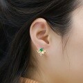 wholesale S925 Sterling Silver Pulled Wire Craft Cultured Emerald Earrings Women Vintage Style High-end Earrings Wholesale Customization-0-3