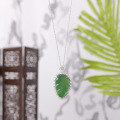 wholesale S925 Silver Wholesale New Chinese Style Inlaid Natural Chalcedony Tree Leaf Pendant Agate Jade Color National Wind Jade Women's Style-0-3
