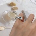 wholesale S925 silver minimalist design open-ended smiley tail ring, fashionable and unique, understated and high-end women's ring-0-1