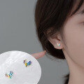 wholesale S925 Sterling Silver Nalan Small and Exquisite Rainbow-Colored Heart-shaped Mini Ear Studs G2459-0-1