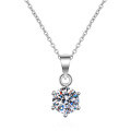 wholesale S925 silver necklace for women, short cross chain plated with PT950, six-prong simulated diamond moissanite pendant-0-4