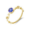 wholesale [10k Gold] Yili Jewelry Manufacturer Wholesale Fashion Commuting Niche Luxury Style Tanzanite and White Zircon Ring-0-4