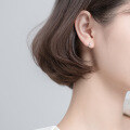 wholesale S925 silver Korean-style minimalist and fresh row of diamond small ear hoops, elegant and petite stud ear clips E5626-0-2