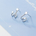 wholesale S925 Sterling Silver Small and Minimalist Double-layer Star Ear Studs for Women, Korean-style Small Five-point Star Earrings G5789-0-3