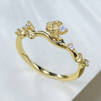 wholesale S925 Sterling Silver Plated with 18K Gold High-end Stylish Tree Branch Zircon Ring for Women, Trendy Ins Style Best Seller-R1387>No.6