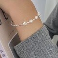 wholesale S925 Sterling Silver Butterfly Freshwater Pearl Bracelet for Women, Fashionable Sweet Design with a High-End Sense and Versatile Style-0-2