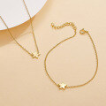 wholesale S925 Sterling Silver Star Bracelet and Necklace Set, Five-Pointed Star Fashion Minimalist Niche Design Sense Jewelry Gift for Best Friend-0-2