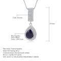 wholesale S925 Sterling Silver Fashion Creative European and American Style Inlaid Natural Sapphire Pendant Necklace-0-1