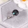 wholesale S925 silver high-end fashionable alexandrite ring, popular in Europe and America, set with synthetic alexandrite-0-2
