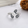 wholesale S925 Silver Vintage Style Inlaid Pearl Rustic Creative Design Open Ring-0-3