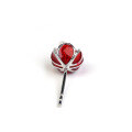 wholesale S925 Sterling Silver Plated with K Gold, Dunli Jewelry New Year Red Elegant Floral Ear Stud with Pearl Wholesale from Manufacturer-0-1