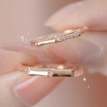 wholesale 18K Rose Gold Diamond-encrusted Bamboo Node Couple Rings, Men and Women's Matching Set, Niche Design, Vintage Satin Finish, High-end-0-3