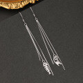 wholesale Sterling Silver S925 Full Body Cat and Fishbone Long Drop Dangle Earrings for Women Cute Ear Accessories Factory Wholesale-0-3