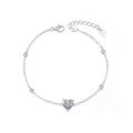 S925 Sterling Silver Moissanite Heart Bracelet, Simple and Versatile Jewelry for Women-0-3