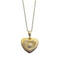 wholesale S925 Gold-Plated Silver, Heavy-Duty Double-Sided Vintage Wire-Drawn Diamond-Inlaid Heart Pendant Necklace, National Style Fashion-0-4