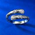 wholesale S925 Sterling Silver Light Luxury High-End Vintage Retro Snake Spring Ring with Diamond Inlay-0-2