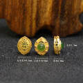 wholesale S925 silver and antique gold hollow inlaid jade oval marquise series versatile DIY fittings with spacer beads-0-6