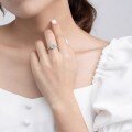 Sterling Silver Moissanite Ring, 1 Carat, Adjustable, Rhodium-Plated, Simplified Style, Live-Streaming Supply-0-2