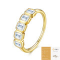 Sterling Silver Gold-Tone Non-Fading Ring, Fashion Cross-Border Live Sale, Fancy Moissanite-0-5