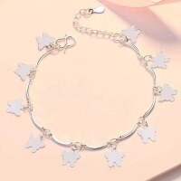 wholesale S925 Sterling Silver Women's Elegant Butterfly Bracelet Korean Style Sweet Accessory Gift for Girlfriend Best Friend-xb1039-white gold