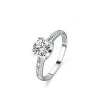 S925 Silver Double Row Bull Head Ring with Moissanite for Women-1 carat (set with zircon)  9 yards
