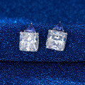 wholesale S925 Sterling Silver Jewelry, Light Luxury Sparkling 8A Zircon Earrings, Princess Cut Zircon Stud Earrings for Versatile Styling-0-2