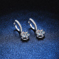 S925 Sterling Silver Moissanite Earrings Women, Micro-Set Classic Six-Prong D Color Earrings-0-1