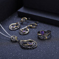 wholesale 925 Silver Italian Craft Designer Gemstone Pendant, Vintage High-End Natural Amethyst Necklace Pendant-0-3